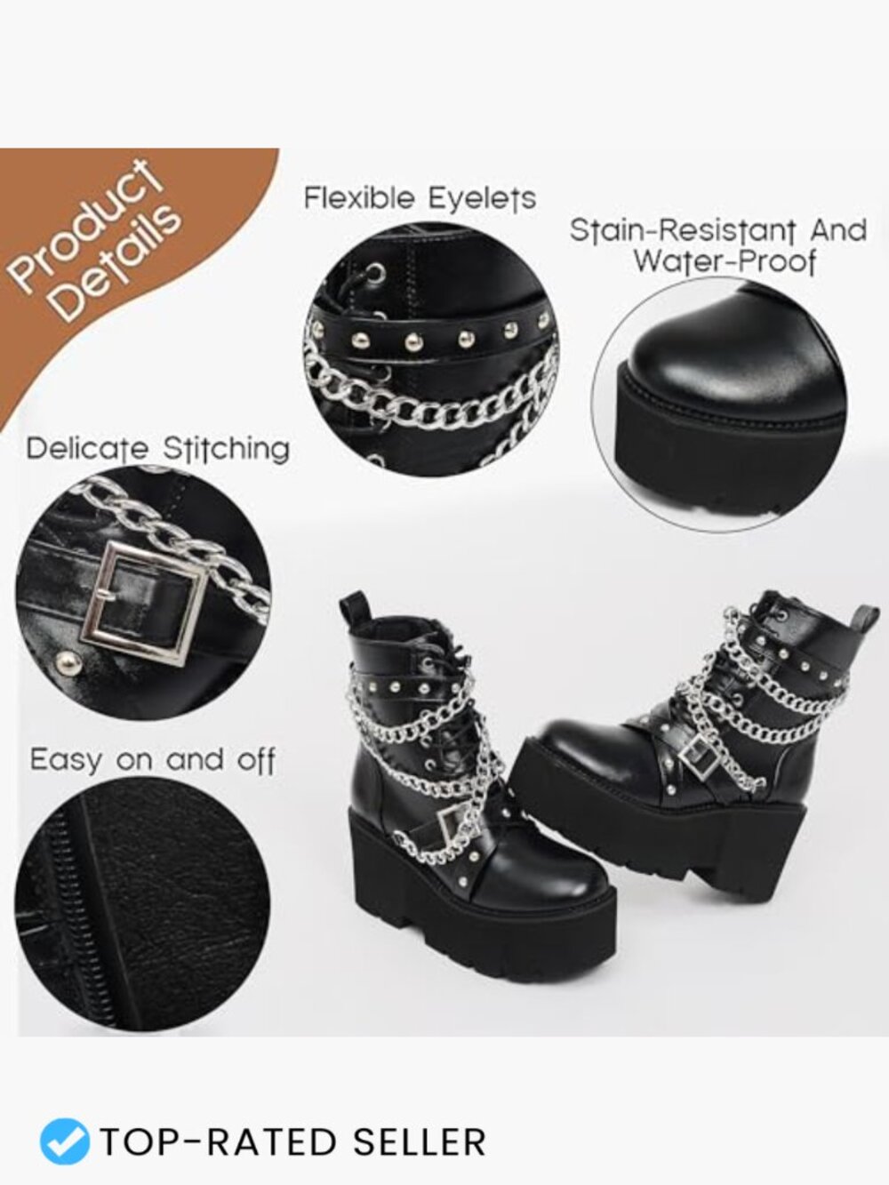 Chunky Platform Combat Ankle Booties Punk Goth Boots Women's Fashion Mid Calf - Picture 4 of 7